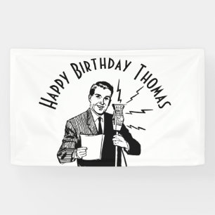ヴィンテージ誕生日無線アナウンサー 横断幕