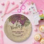 ヴィンテージ誕生日素朴ワインカントリーカスタム ペーパープレート (パーティー)