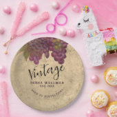 ヴィンテージ誕生日素朴ワインカントリーカスタム ペーパープレート (パーティー)