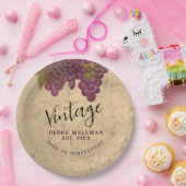 ヴィンテージ誕生日素朴ヴィネヤードワインカントリー ペーパープレート (パーティー)