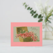 ヴィンテージ誕生日花籠 ポストカード (スタンド正面)