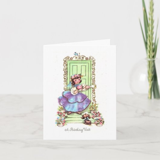 ヴィンテージ誕生日訪問カード カード (正面)