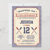 ヴィンテージ誕生日野球チケット招待状 招待状 (正面)