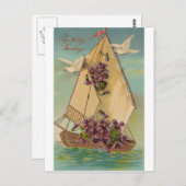 ヴィンテージ誕生日願い ポストカード (正面/裏面)