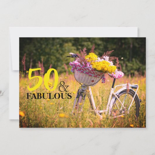 ヴィンテージ誕生日50及び素晴らしいパーティー自転車 招待状 (正面)