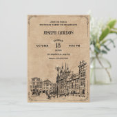 ヴィンテージ誕生日 招待状 (スタンド正面)