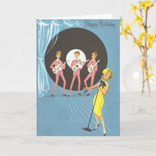 ヴィンテージ誕生日 – 歌誕生日の願い カード (黄色い花)