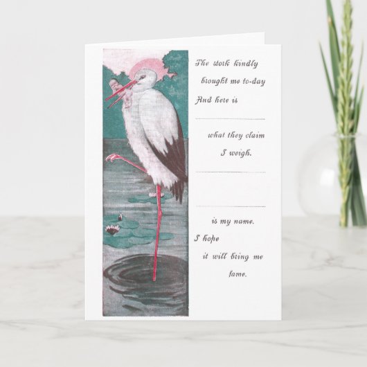 ヴィンテージ誕生発表（コウノトリ） 案内状 (正面)