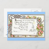 ヴィンテージ誕生発表 – 煙突のコウノトリ 案内ポストカード (正面/裏面)