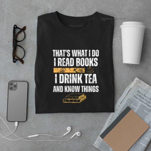 ヴィンテージ読お茶を飲んで知っている本 Tシャツ