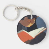 ヴィンテージ読が図書館の本を キーホルダー (正面)
