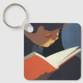 ヴィンテージ読が図書館の本を キーホルダー (正面)