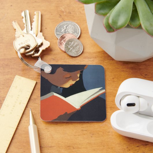 ヴィンテージ読が図書館の本を キーホルダー (デスク)