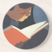 ヴィンテージ読が図書館の本を コースター (正面)
