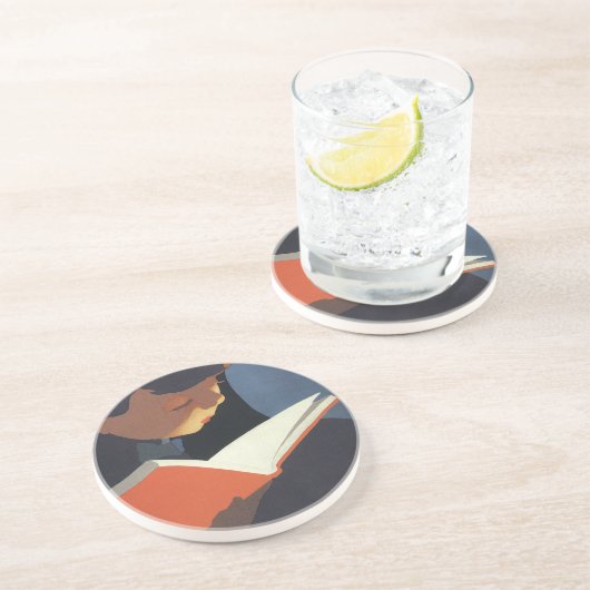 ヴィンテージ読が図書館の本を コースター (側面)