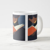 ヴィンテージ読が図書館の本を ジャンボコーヒーマグカップ (正面右)