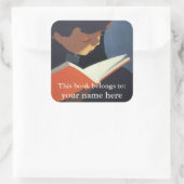 ヴィンテージ読が図書館の本を スクエアシール (バッグ)