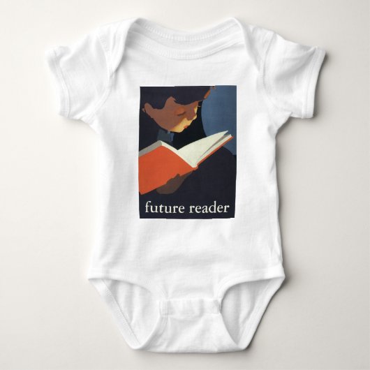 ヴィンテージ読が図書館の本を ベビーボディスーツ (正面)