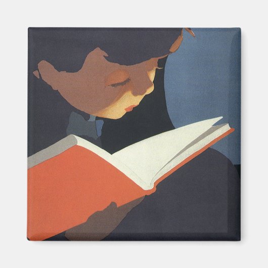 ヴィンテージ読が図書館の本を マグネット (正面)