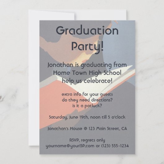 ヴィンテージ読が図書館の本を 招待状 (裏面)