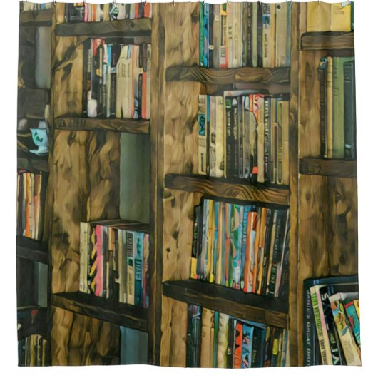 ヴィンテージ読のアートワーク シャワーカーテン (正面)