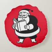 ヴィンテージ読のサンタオンクリスマスレッド ラウンドクッション (裏面)
