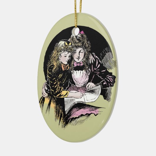 ヴィンテージ読のビクトリアン母の娘 セラミックオーナメント (左)