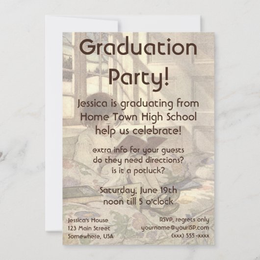 ヴィンテージ読の子どもの卒業招待状 招待状 (裏面)