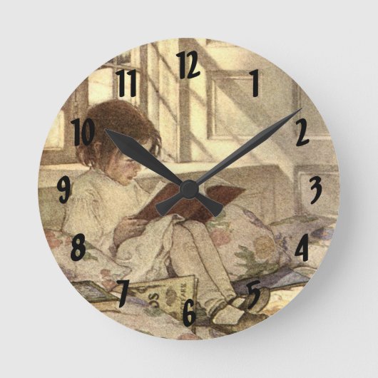 ヴィンテージ読の本、ジェシー・ウィルコック・スミス ラウンド壁時計 (正面)