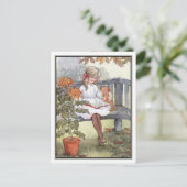 ヴィンテージ読ガールと犬byアン・アンダーソン ポストカード (スタンド正面)