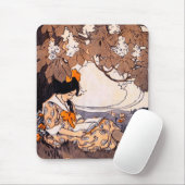 ヴィンテージ読ガールの木の下 マウスパッド (マウス)
