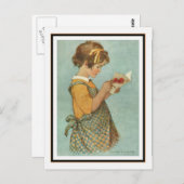 ヴィンテージ読ガールズカードbyジェシー・ウィルコックス・スミス ポストカード (正面/裏面)