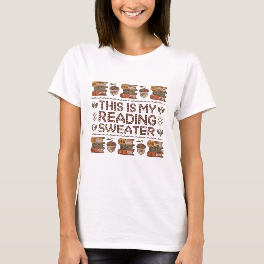 ヴィンテージ読ノルディックのセーター柄の本好き Tシャツ (正面)