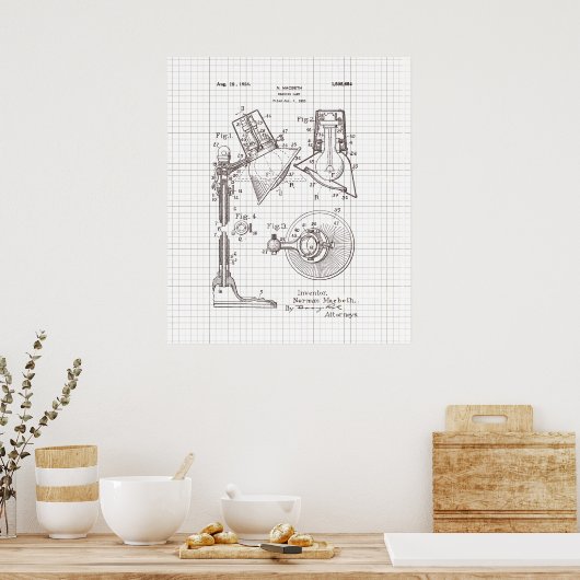 ヴィンテージ読マクベスのランプ特許 ポスター (キッチン)