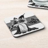 ヴィンテージ読女性の猫 コースター (左側)