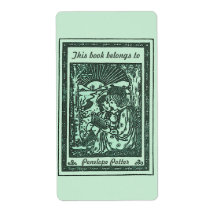 ヴィンテージ読蔵書票インMint Green