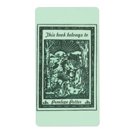 ヴィンテージ読蔵書票インMint Green ラベル