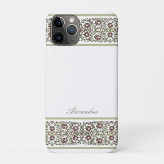 ヴィンテージ調の水彩画風スタイリッシュなワインレッドの花と蔦 Case-Mate iPhoneケース (裏)