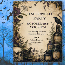 ヴィンテージ調の薬局ハロウィンパーティー 招待状