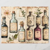 ヴィンテージ調薬局の花柄ジャンクジャーナルペーパー (正面)