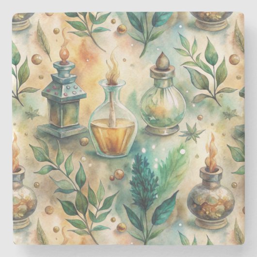 ヴィンテージ調薬瓶パターン（4） ストーンコースター (正面)