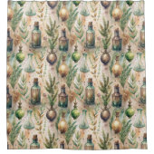 ヴィンテージ調薬瓶柄パターン（3） シャワーカーテン (正面)