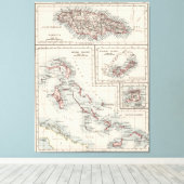 ヴィンテージ諸カリブの島地図（1906年） キャンバスプリント (インサイチュ (ウッドフロア))