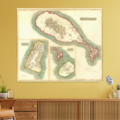 ヴィンテージ諸島地図カリブの キャンバスプリント (インサイチュ (リビング))