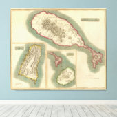 ヴィンテージ諸島地図カリブの キャンバスプリント (インサイチュ (ウッドフロア))