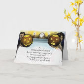 ヴィンテージ警告ハロウィーンの挨拶/ノートカード カード (黄色い花)