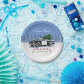 ヴィンテージ警察の車クリスマスツリーモノグラム ペーパープレート (パーティー)