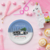 ヴィンテージ警察の車クリスマスツリーモノグラム ペーパープレート (パーティー)