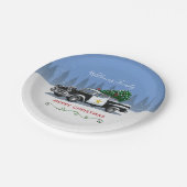 ヴィンテージ警察の車クリスマスツリーモノグラム ペーパープレート (アングル)