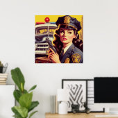 ヴィンテージ警察官イラストレーション ポスター (ホームオフィス)